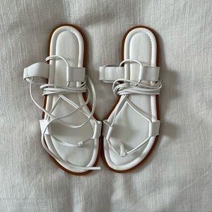 White J. Crew lace up sandals